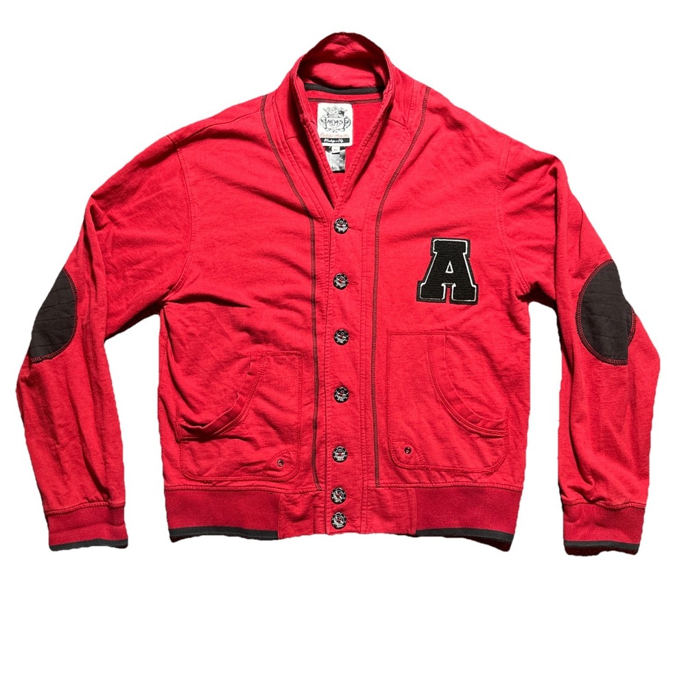 Akademiks Men's XL Red Long Sleeve Button Cardigan Sweater Y2K Hip Hop